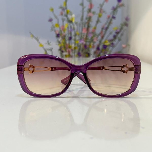 Purple Rectangle Frame Pink Tea Ladies Sunglass