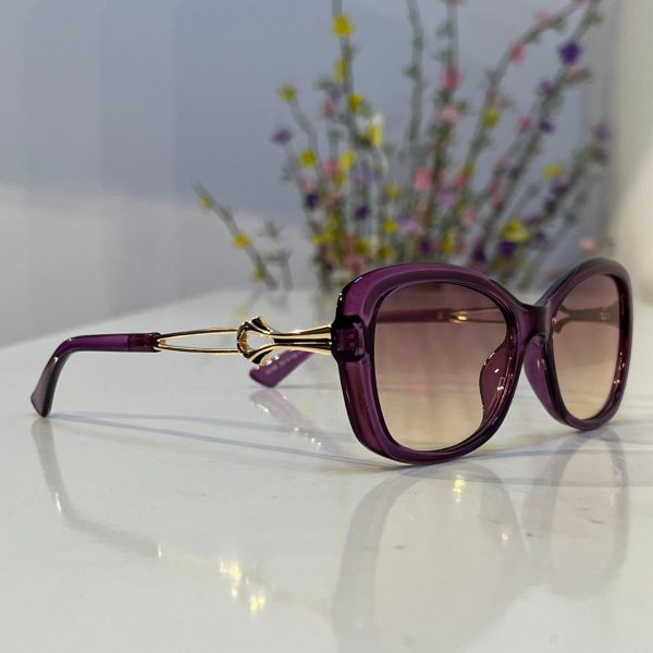Purple Rectangle Frame Pink Tea Ladies Sunglass - Image 2