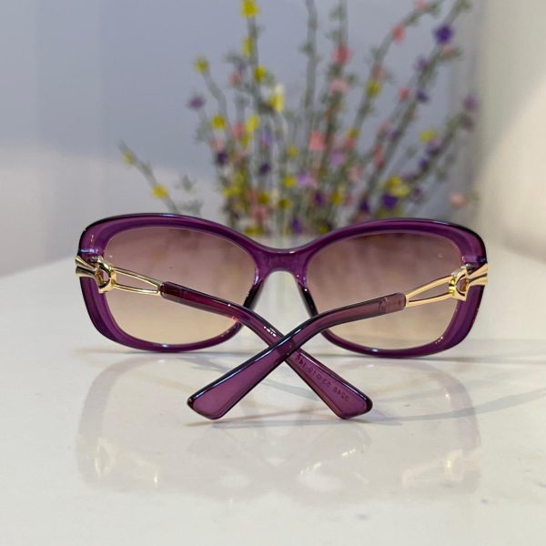 Purple Rectangle Frame Pink Tea Ladies Sunglass - Image 4